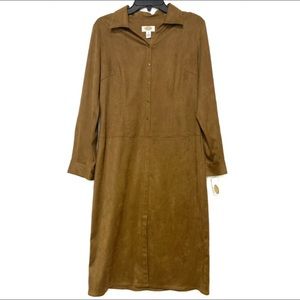 Talbots Petites Suede Western Shirt Dress 8P